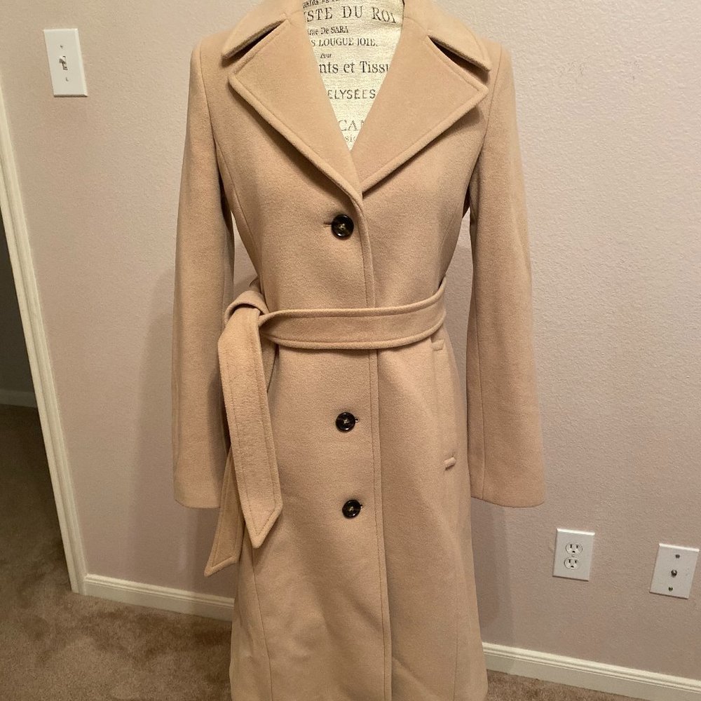Talbots Removable Faux Fur Collar Belted Wool Coat